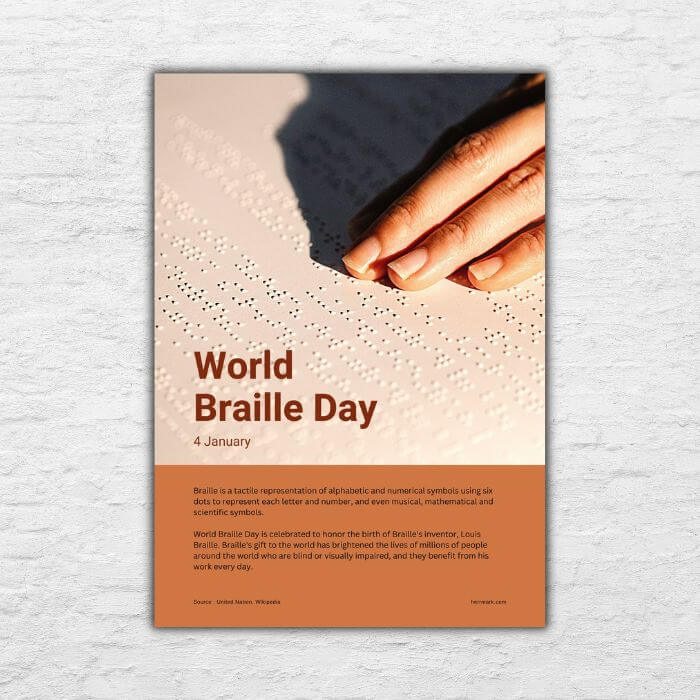Printable Poster - World Day in January - World Braille Day 20240517