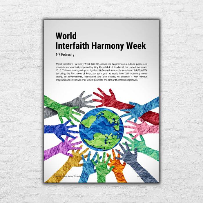 Printable Poster - World Day in February - World Harmony Week 20240517