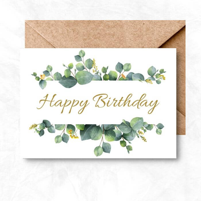 Green Floral Birthday Printable Card MULC101a