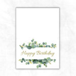 Green Floral Birthday Printable Card MULC101b