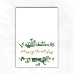 Green Floral Birthday Printable Card MULC101b