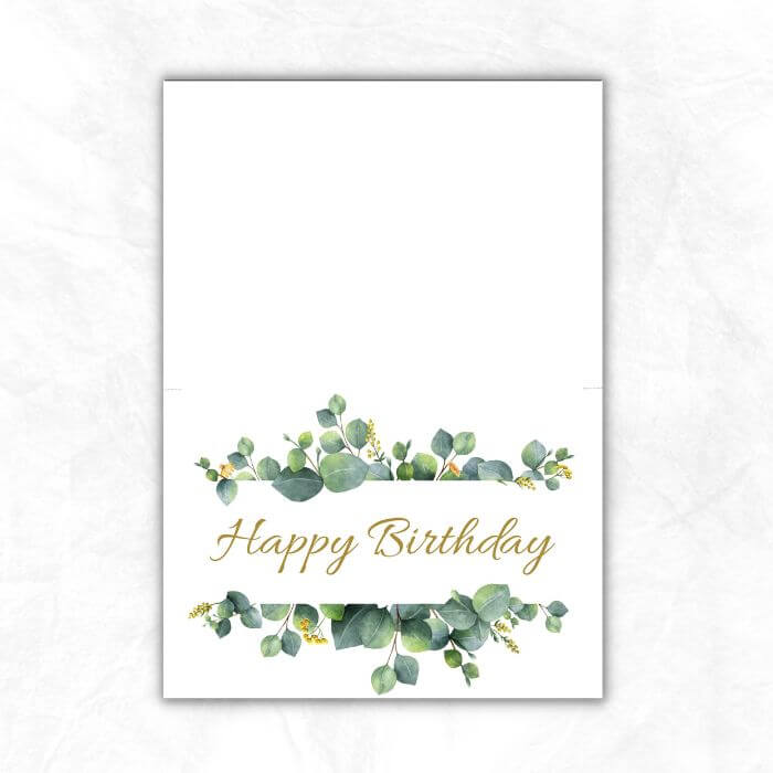 Green Floral Birthday Printable Card MULC101b
