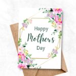 Mother's Day Printable Card with pink flower MU101a