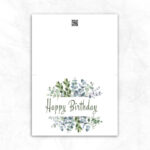 Birthday Printable Card with green leaves background ML102b