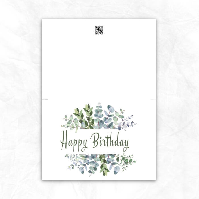 Birthday Printable Card with green leaves background ML102b