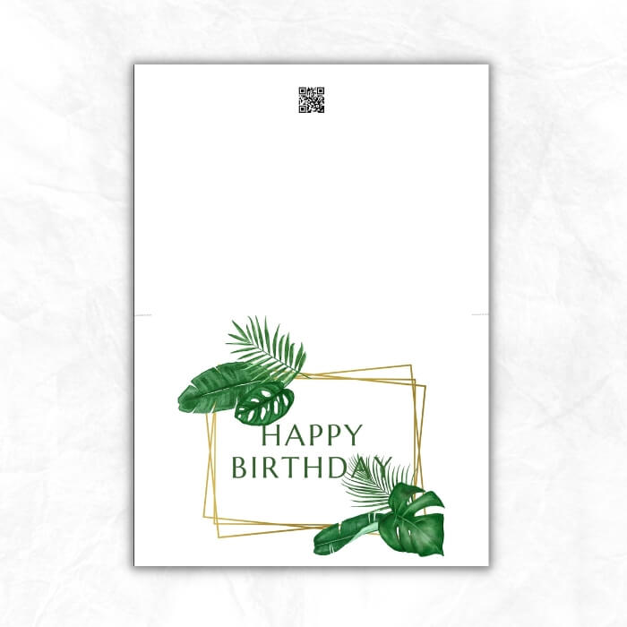 Birthday Printable Card ML105b Birthday Printable Card with tropical leaves background ML105b