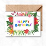 Birthday Printable Card with colorful tropical background ML106a