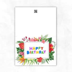 Birthday Printable Card with colorful tropical background ML106b