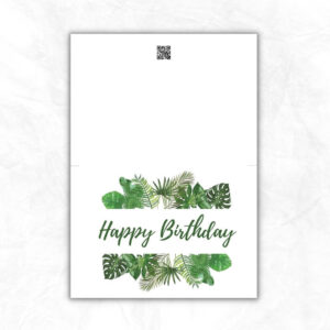 Birthday Printable Card with tropical leaves background ML107b
