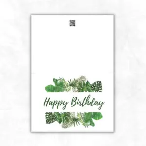 Birthday Printable Card with tropical leaves background ML107b