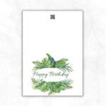 Birthday Card Printable Card with tropical leaves background ML108b