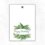 Birthday Card Printable Card with tropical leaves background ML108b