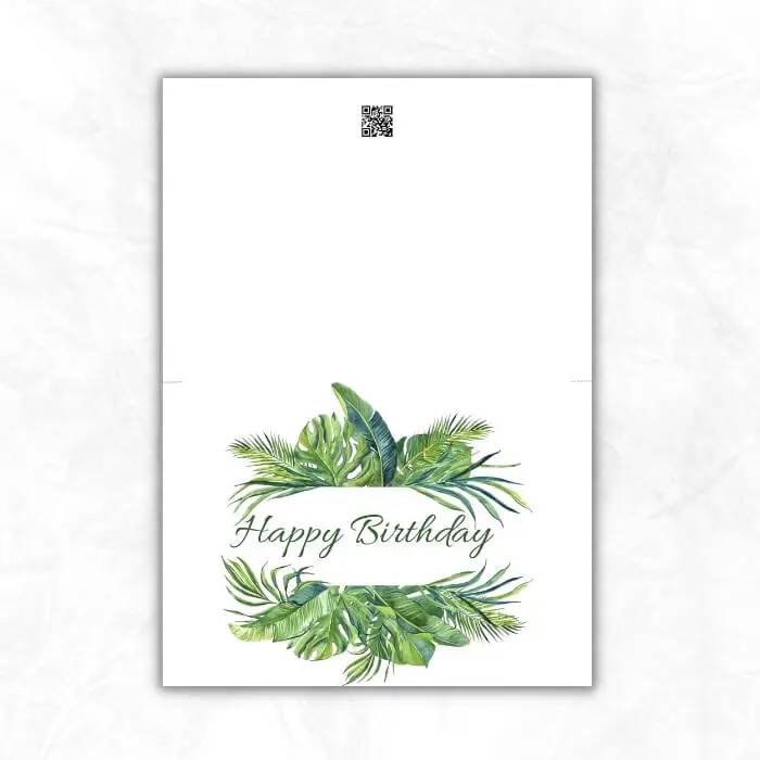 Birthday Printable Card ML108b Birthday Card Printable Card with tropical leaves background ML108b