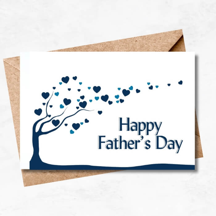Father's Day Printable Card with blue heart tree MUL102aa