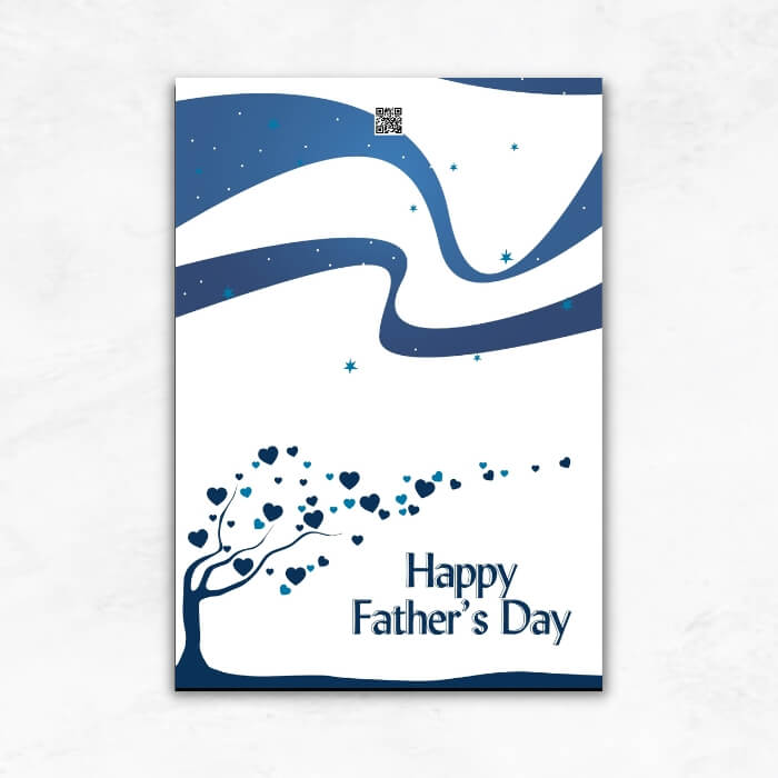 Father's Day Printable Card with blue heart tree MUL102c