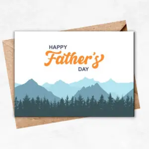 Father's Day Printable Card with light blue mountain background MUL105a