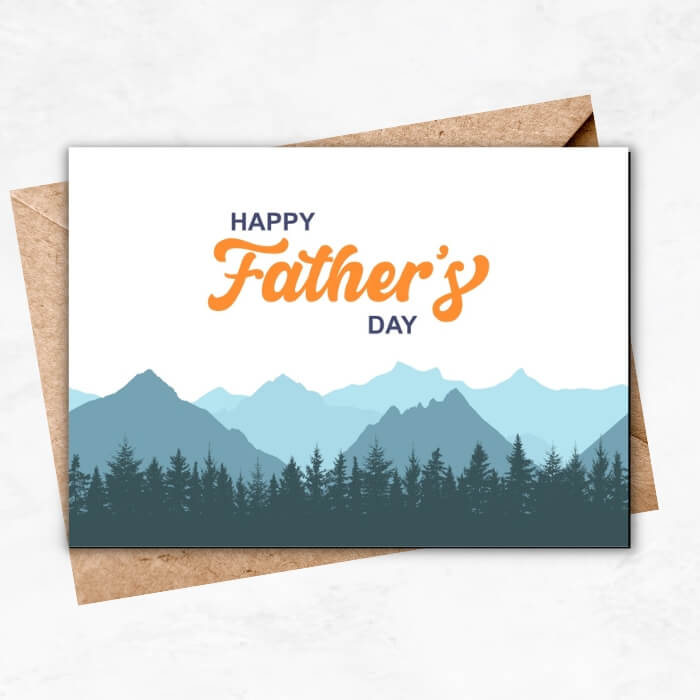 Father's Day Printable Card with light blue mountain background MUL105a