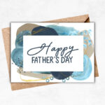 Father's Day Printable Card with blue abstract background MUL106a