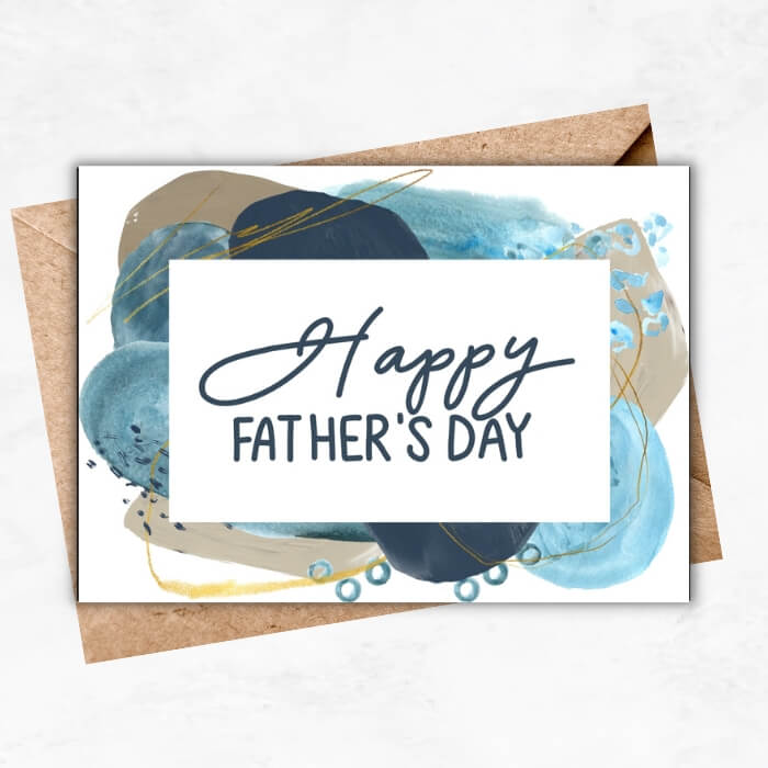 Father's Day Printable Card with blue abstract background MUL106a