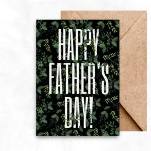 Father's Day Printable Card with green leaves background MUP102a