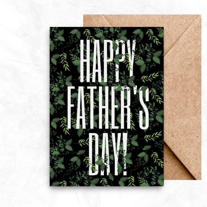 Father's Day Printable Card with green leaves background MUP102a