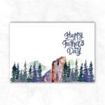Father's Day Printable Card with water color mountain forest background MUP104c