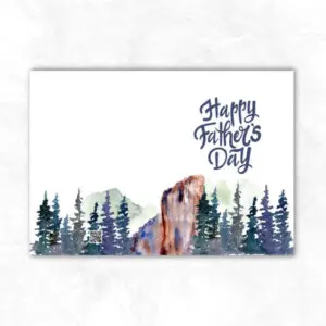 Father's Day Printable Card with water color mountain forest background MUP104c