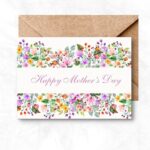 Mother's Day Printable Card with pink and purple flowers background MUL101a