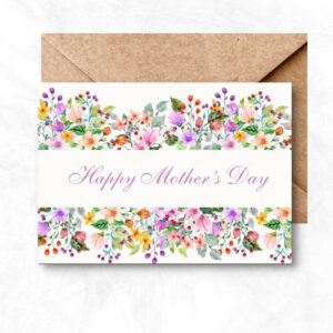 Mother's Day Printable Card with pink and purple flowers background MUL101a