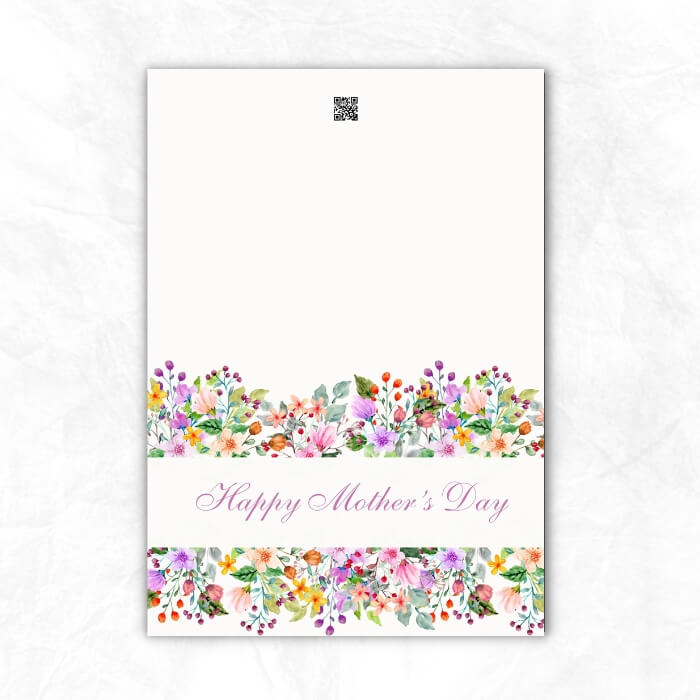 Mother's Day Printable Card with pink and purple flowers background MUL101c