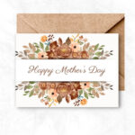 Mother's Day Printable Card with brown flowers background MUL104a