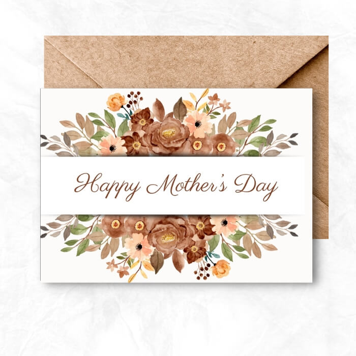 Mother's Day Printable Card with brown flowers background MUL104a