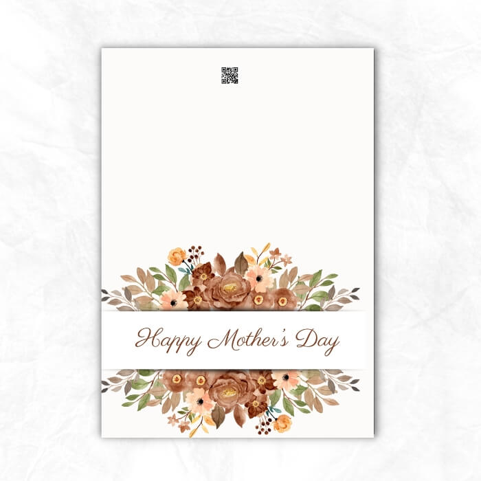 Mother's Day Printable Card with brown flowers background MUL104c