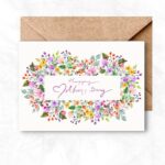 Mother's Day Printable Card with colorful flowers background MUL105a