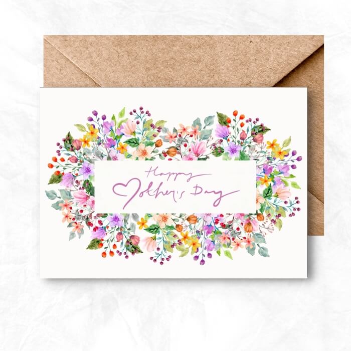 Mother's Day Printable Card with colorful flowers background MUL105a