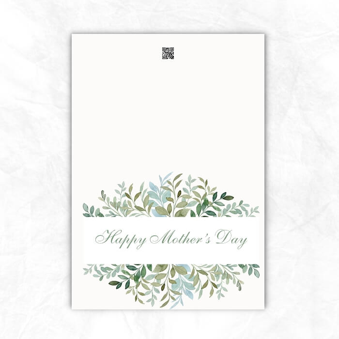 Mother's Day Printable Card with green leaves background MUL106c