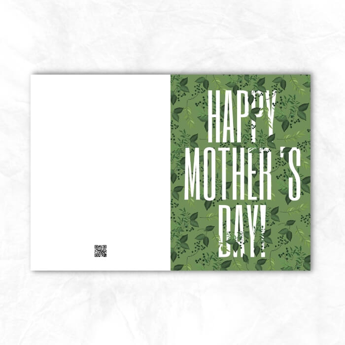 Mother's Day Printable Card with green leaves background MUP102c