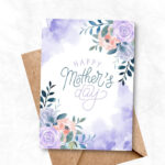 Mother's Day Printable Card with purple flowers background MUP103a