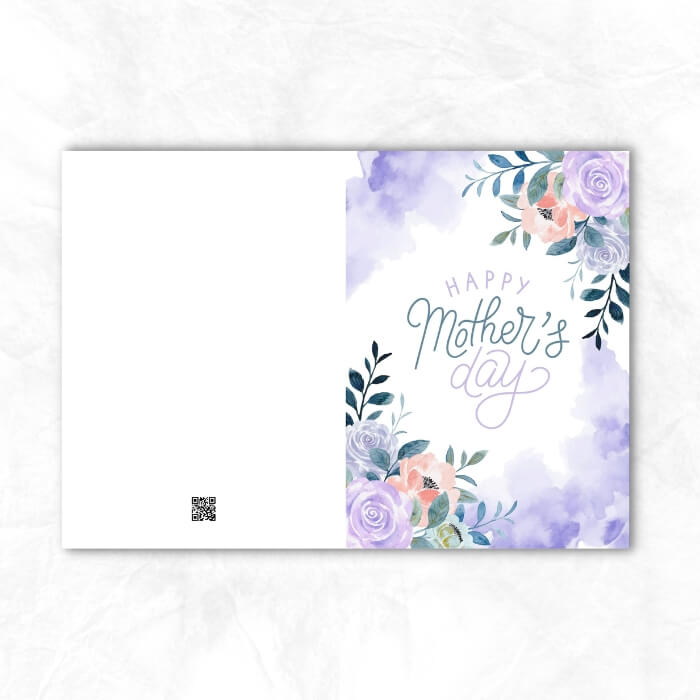 Mother's Day Printable Card with purple flowers background MUP103c