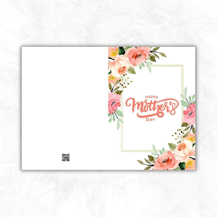 Mother Day's Printable Card with orange pink flowers background MUP105c