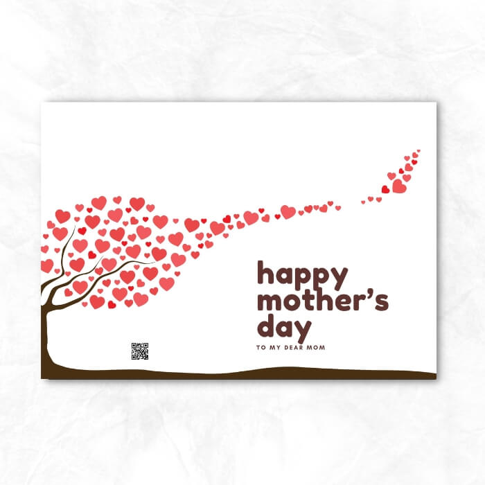 Mother's Day Printable Card with heart treen background MUP106c