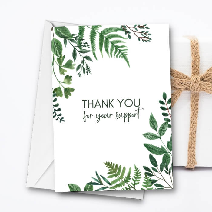 Thank you for your support printable car with green leaves background MP101a