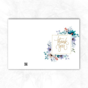 Thank You Printable Card with blue and purple flowers background MP102c