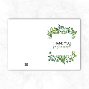 Thank You for your support printable card with green leaves background MP103c