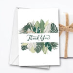 Thank You Printable Card with tropical leaves background MP104a