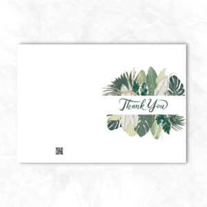 Thank You Printable Card with tropical leaves background MP104c