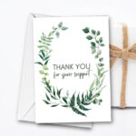 Thank You Printable Card with green leaves background MP105a