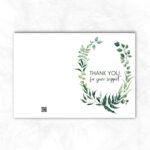 Thank You Printable Card with green leaves background MP105c
