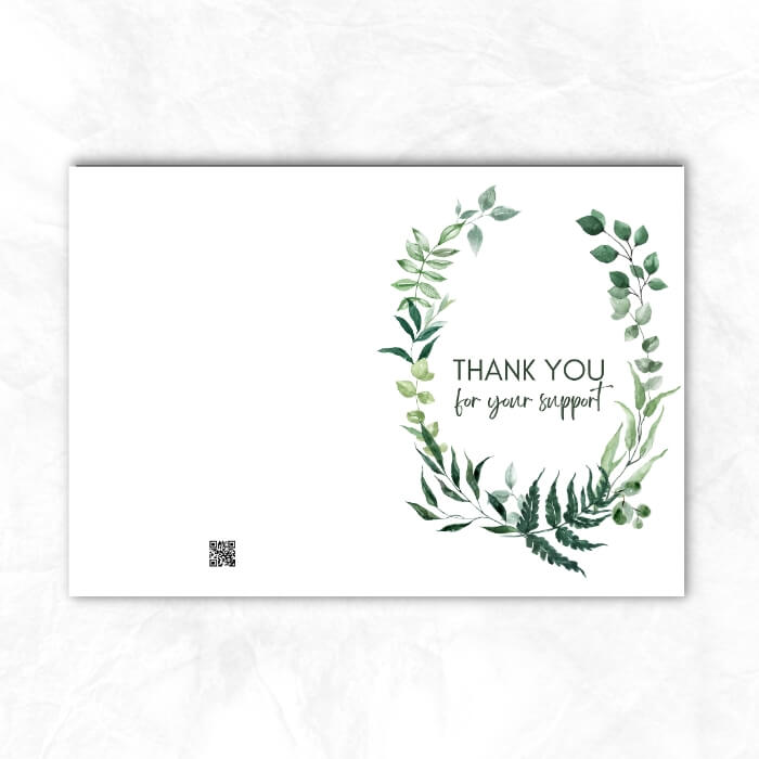 Thank You Printable Card with green leaves background MP105c