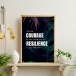 "Courage and Resilence" Printable Poster, Motivational Wall Art for Workplace or Home Office, Instant Download